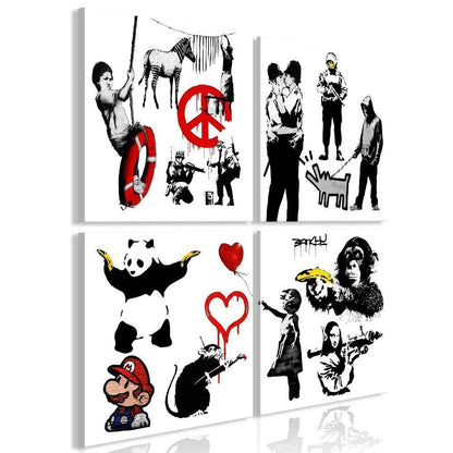 Canvas Print - Banksy World (4 Parts)-ArtfulPrivacy-Wall Art Collection