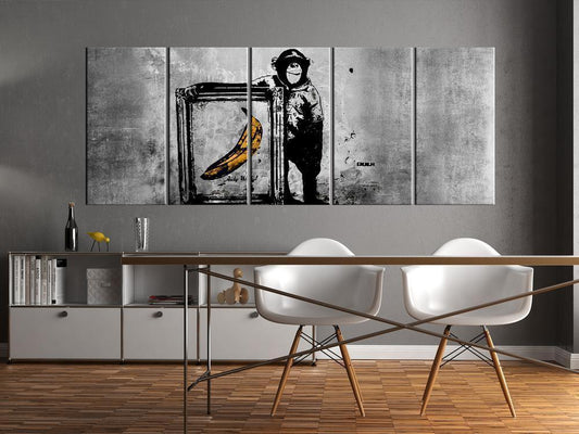 Canvas Print - Banksy: Monkey with Frame-ArtfulPrivacy-Wall Art Collection