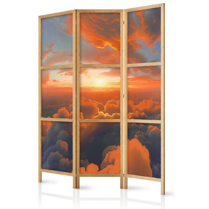 Japanese Room Divider - When Dawn Tickles the Clouds: A Spectacle of Colors on the Morning Sky