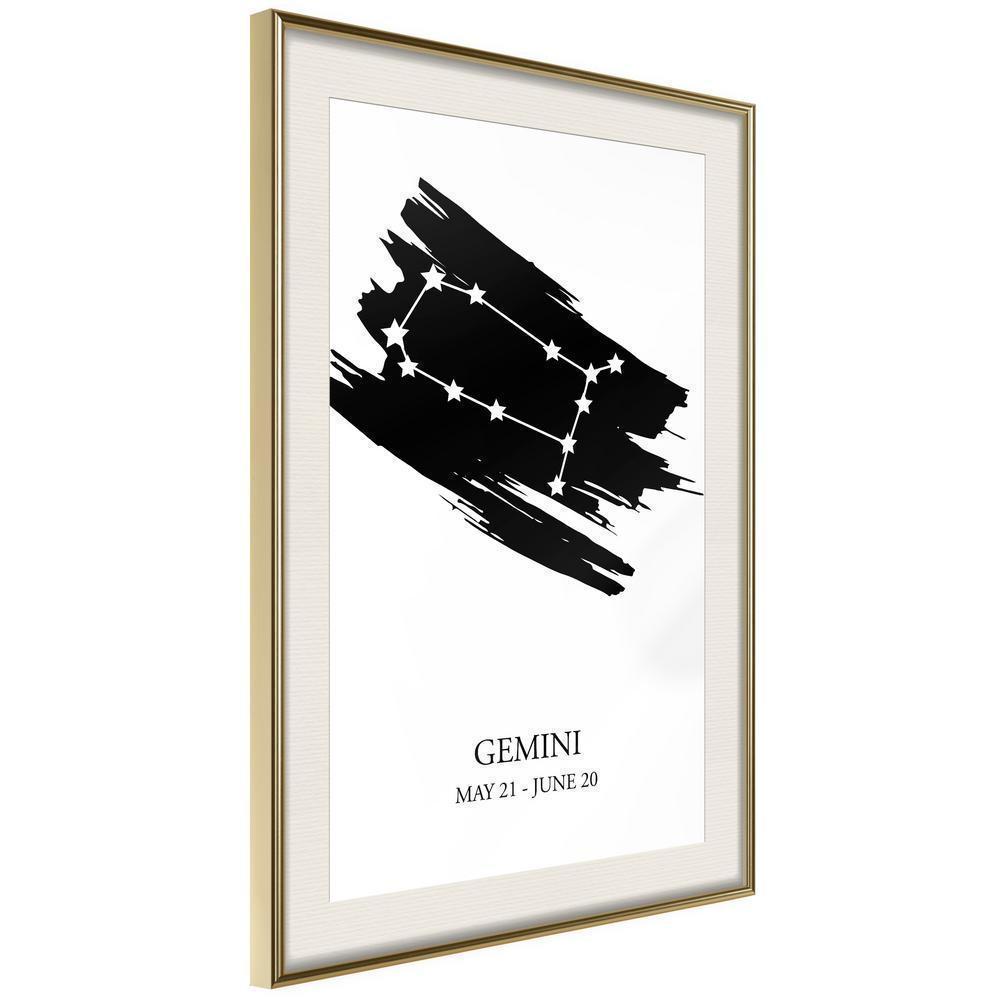 Typography Framed Art Print - Zodiac: Gemini I-artwork for wall with acrylic glass protection