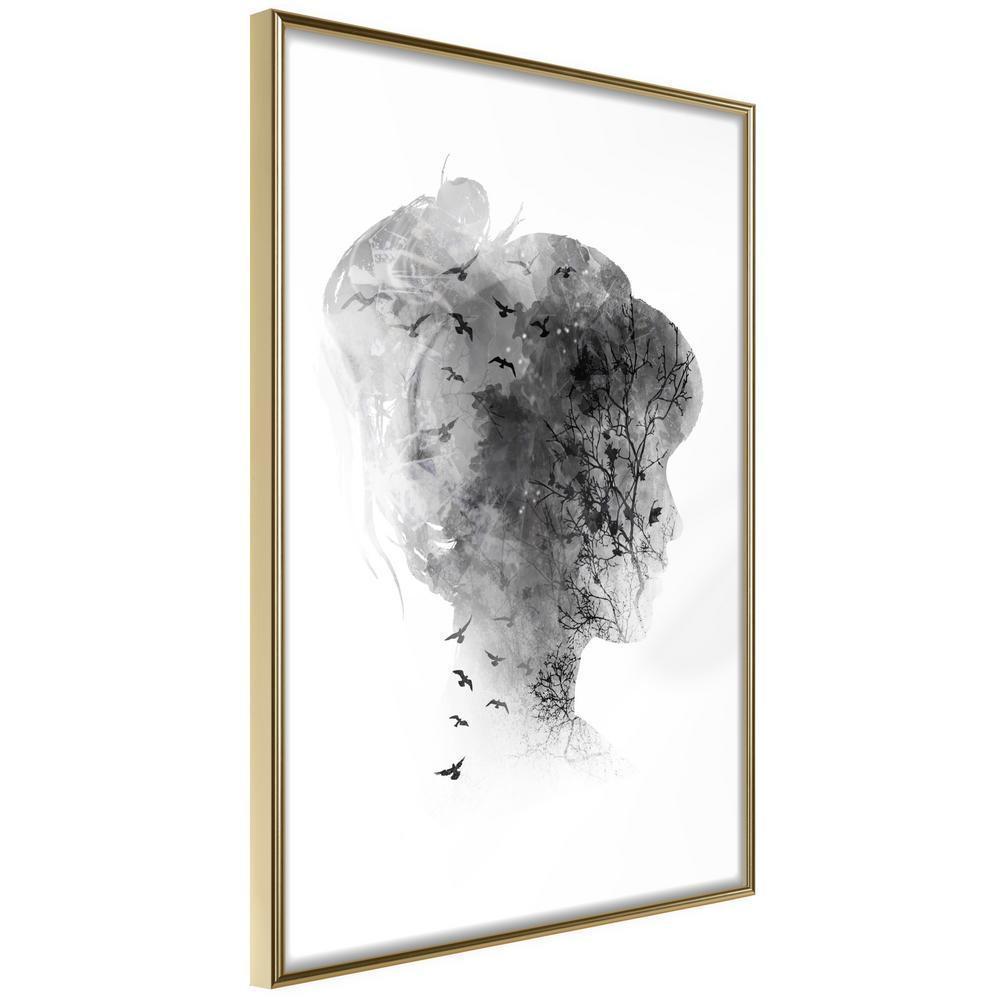 Black and White Framed Poster - Head Full of Dreams-artwork for wall with acrylic glass protection