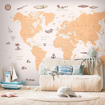 Wall Mural - Sea Wolf Map - Countries With Pirate Illustrations