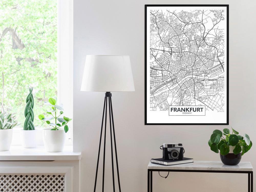 Wall Art Framed - City map: Frankfurt-artwork for wall with acrylic glass protection