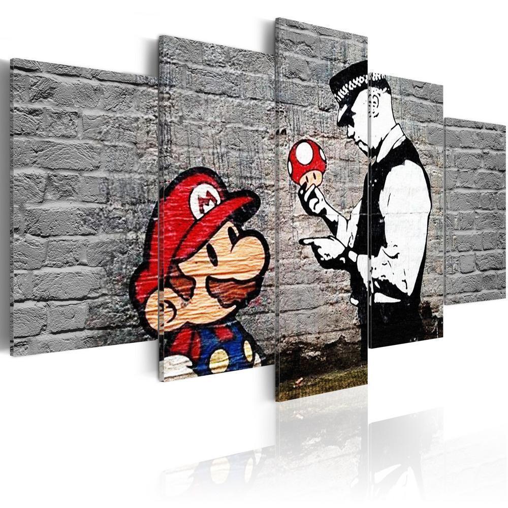 Canvas Print - Super Mario Mushroom Cop (Banksy)-ArtfulPrivacy-Wall Art Collection