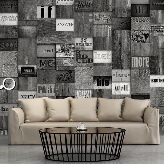 Classic Wallpaper made with non woven fabric - Wallpaper - Mosaic of Words - ArtfulPrivacy