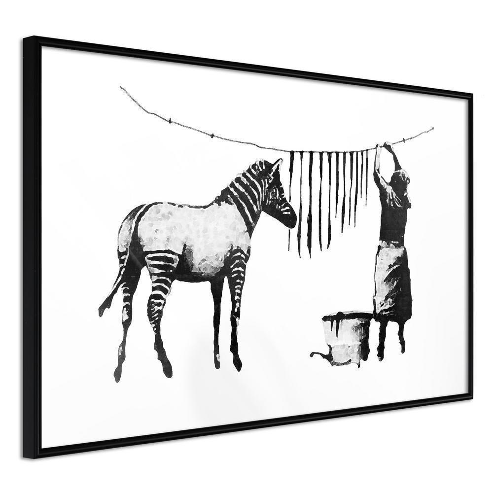 Urban Art Frame - Banksy: Washing Zebra Stripes-artwork for wall with acrylic glass protection