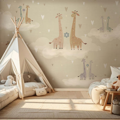 Wall Mural - Giraffes in Love-Wall Murals-ArtfulPrivacy