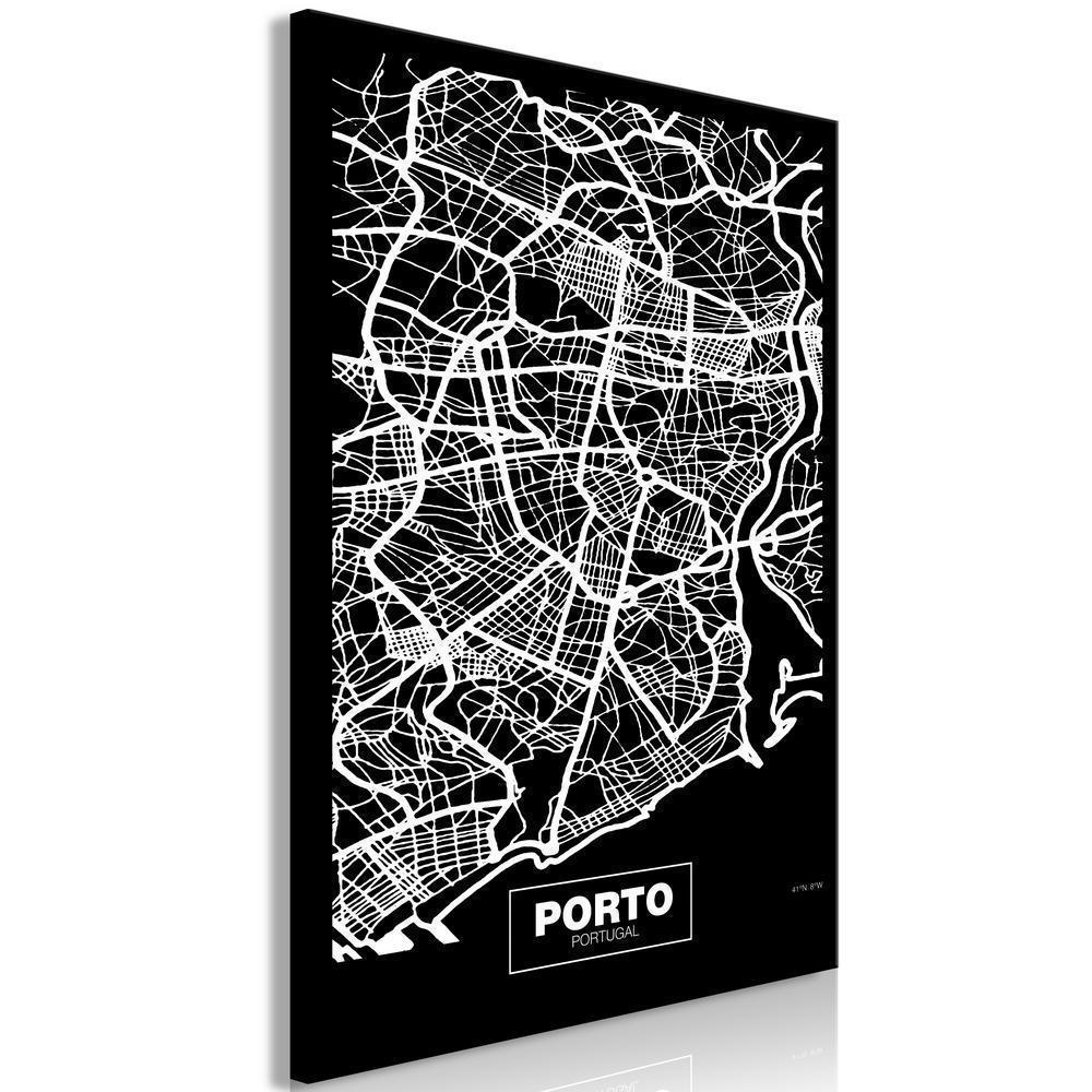 Canvas Print - Negative Map: Porto (1 Part) Vertical-ArtfulPrivacy-Wall Art Collection