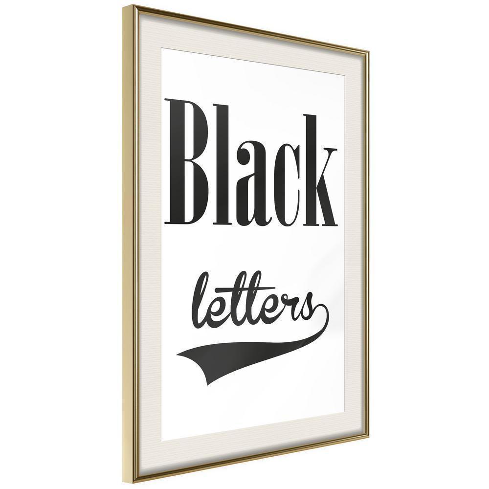 Typography Framed Art Print - Black Lettering-artwork for wall with acrylic glass protection