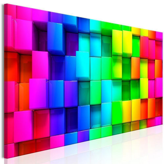 Canvas Print - Colourful Cubes (1 Part) Narrow-ArtfulPrivacy-Wall Art Collection