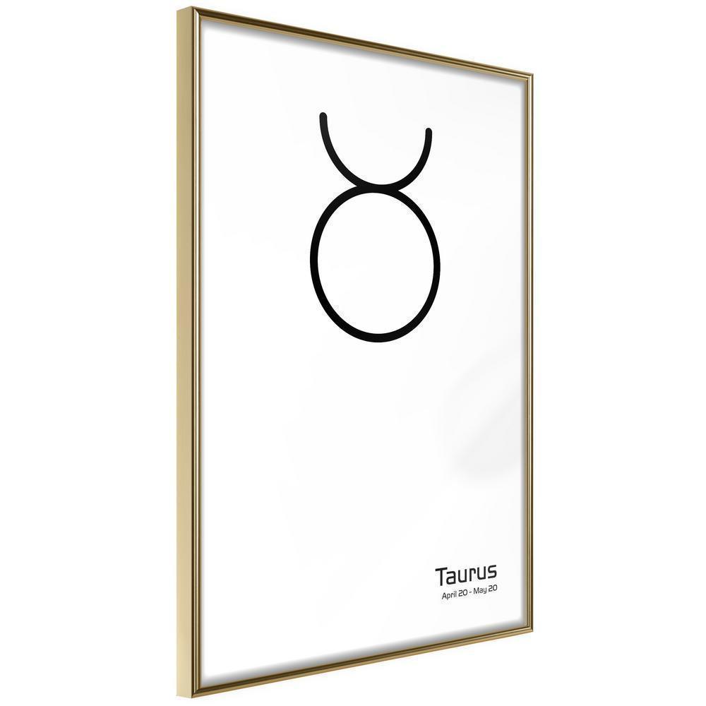 Typography Framed Art Print - Zodiac: Taurus II-artwork for wall with acrylic glass protection