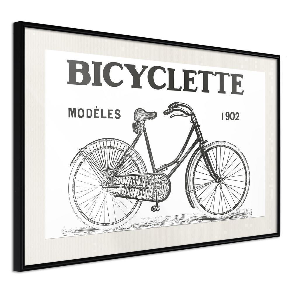 Black and White Framed Poster - Bicyclette-artwork for wall with acrylic glass protection