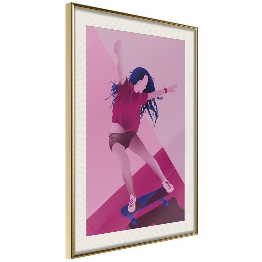 Wall Decor Portrait - Girl on a Skateboard-artwork for wall with acrylic glass protection