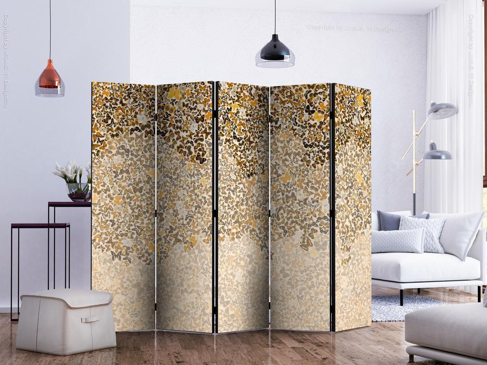 Decorative partition-Room Divider - Art and butterflies II-Folding Screen Wall Panel by ArtfulPrivacy