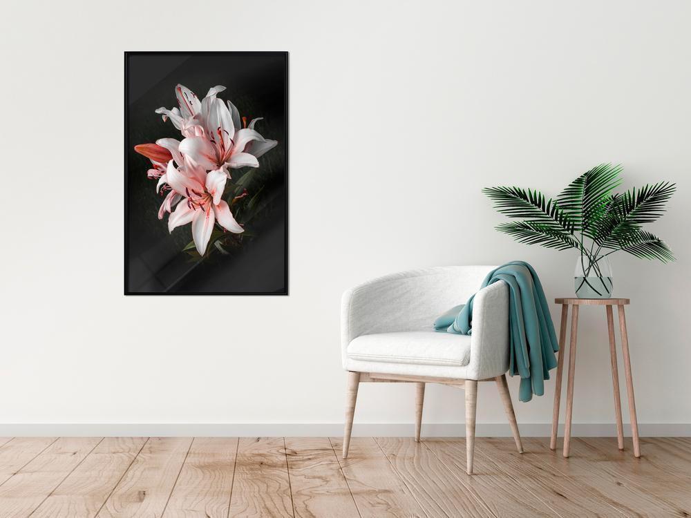 Botanical Wall Art - Pale Pink Lilies-artwork for wall with acrylic glass protection