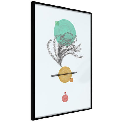 Abstract Poster Frame - Geometric Installation with a Plant-artwork for wall with acrylic glass protection