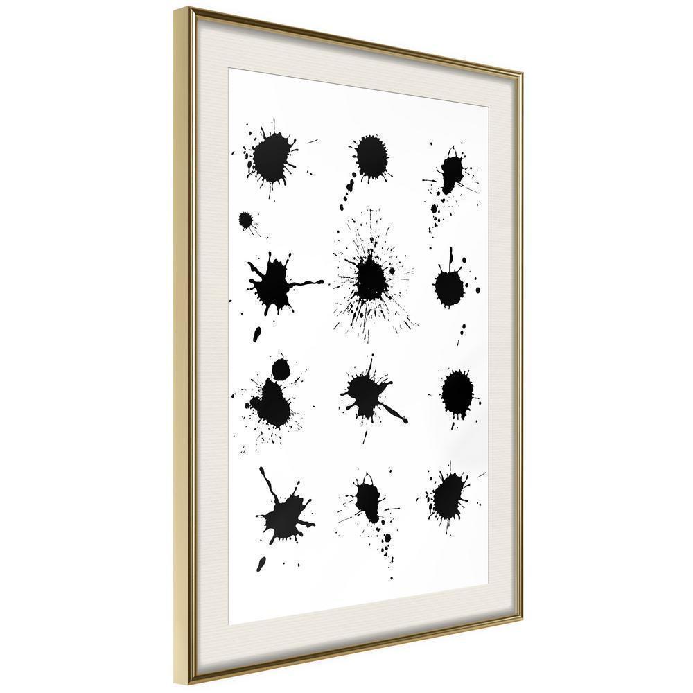 Black and White Framed Poster - Paintball-artwork for wall with acrylic glass protection