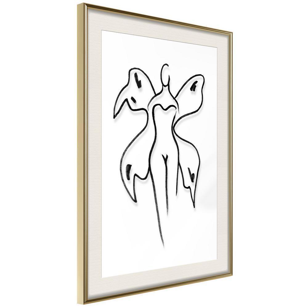 Black and White Framed Poster - Delicate Feminity-artwork for wall with acrylic glass protection