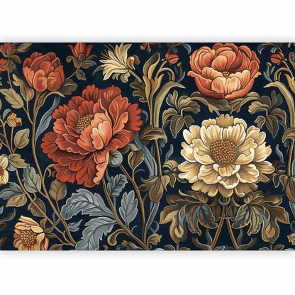 Wall Mural - Tapestry Large Flowers Retro Floral Motif in Kilim Style