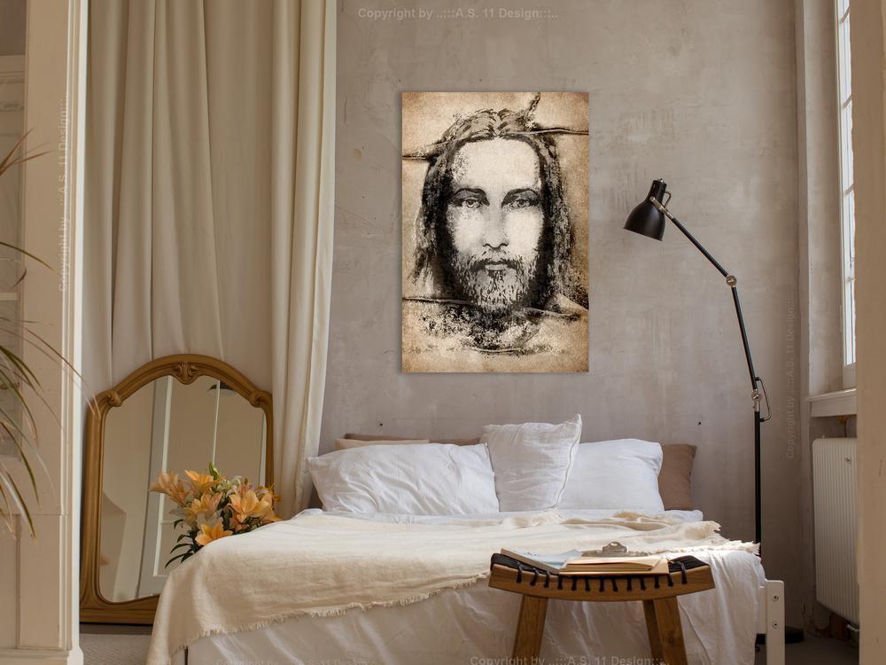 Canvas Print - Shroud of Turin in Sepia (1 Part) Vertical-ArtfulPrivacy-Wall Art Collection