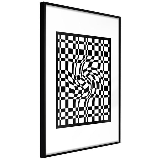 Black and White Framed Poster - Op Art-artwork for wall with acrylic glass protection