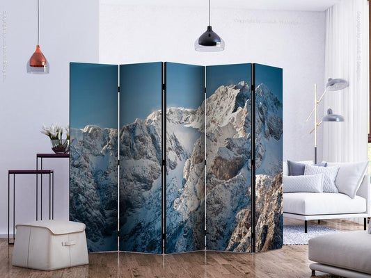 Decorative partition-Room Divider - Winter in the Alps II-Folding Screen Wall Panel by ArtfulPrivacy