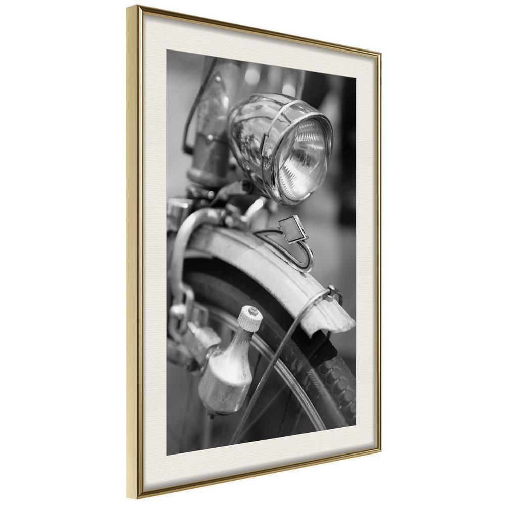 Black and White Framed Poster - Lamp and Dynamo-artwork for wall with acrylic glass protection
