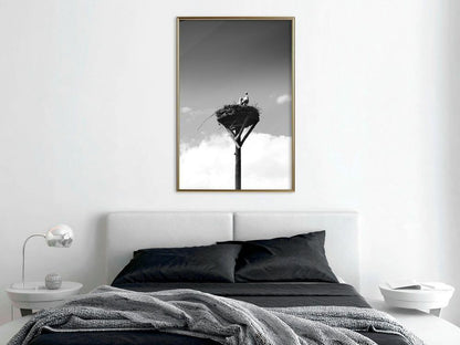 Black and White Framed Poster - Presage of Spring-artwork for wall with acrylic glass protection