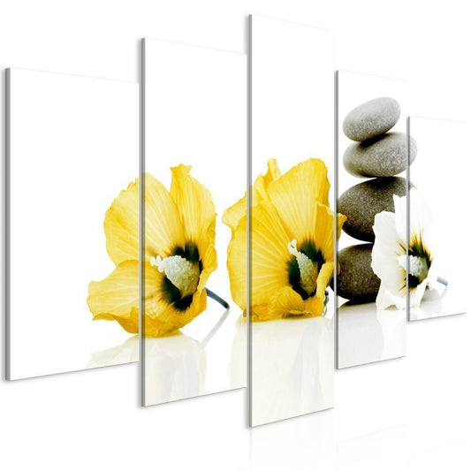 Canvas Print - Calm Mallow (5 Parts) Wide Yellow-ArtfulPrivacy-Wall Art Collection