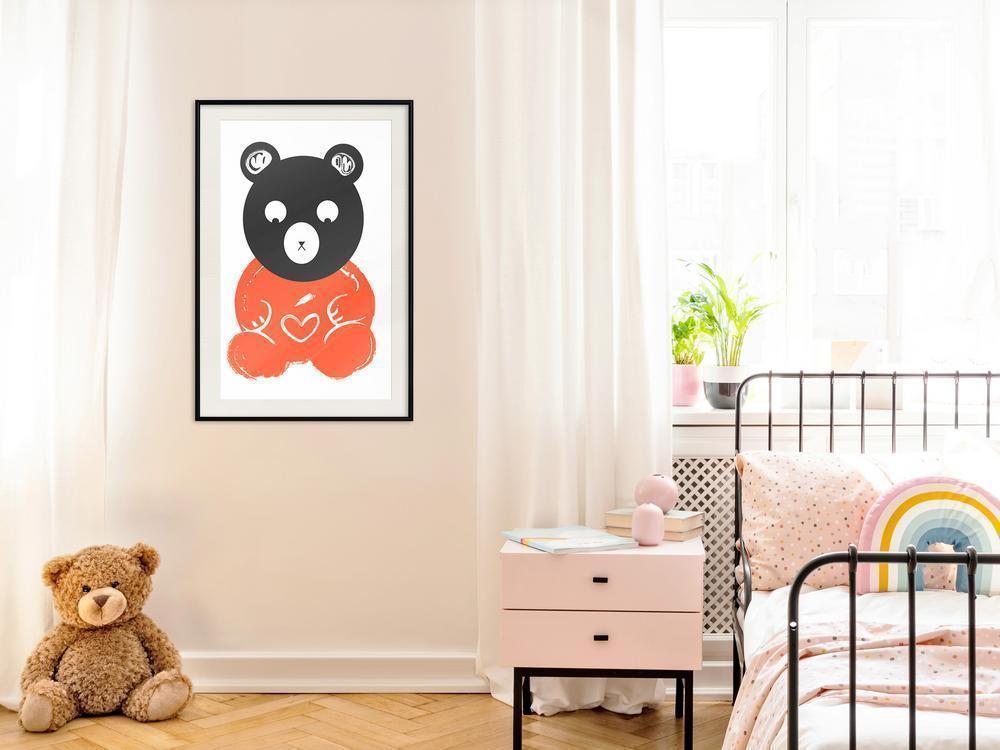 Nursery Room Wall Frame - Teddy Bear in Love-artwork for wall with acrylic glass protection