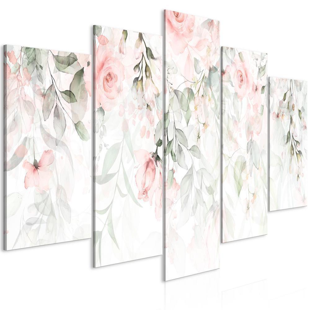 Canvas Print - Waterfall of Roses (5 Parts) Wide - First Variant-ArtfulPrivacy-Wall Art Collection