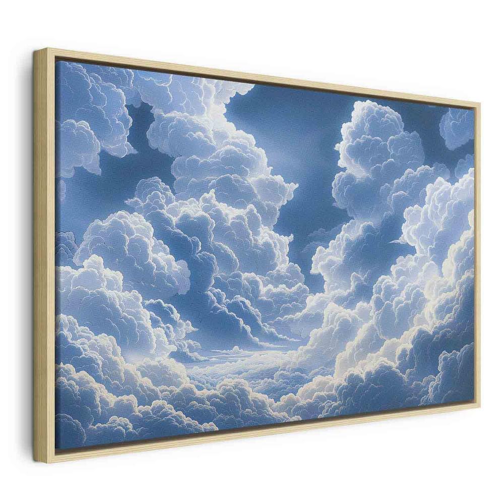 Impression sur toile - Ciel bleu perçant des nuages ​​blancs duveteux