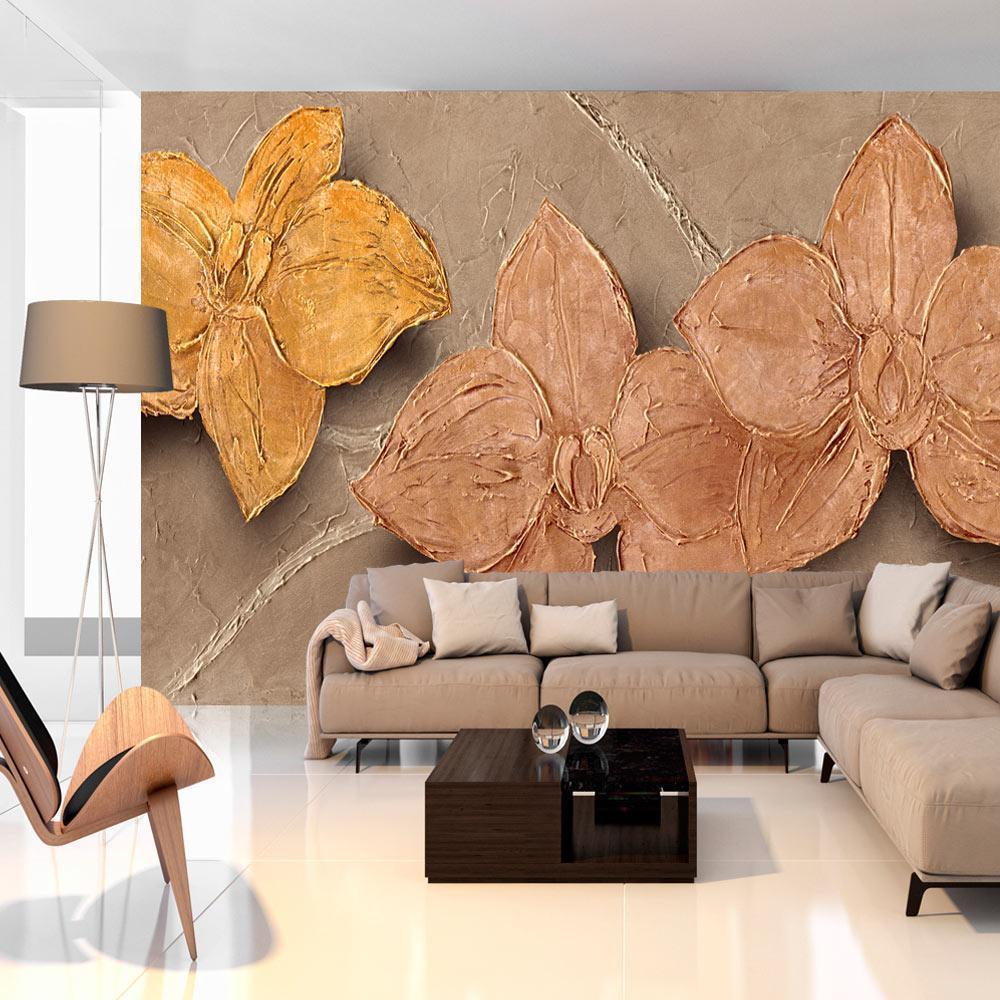 Wall Mural - Painted Orchids-Wall Murals-ArtfulPrivacy