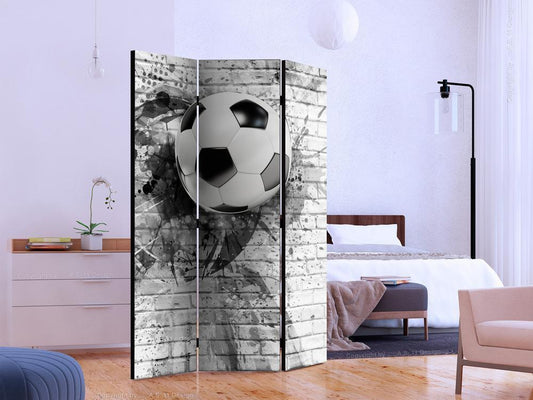 Decorative partition-Room Divider - Dynamic Football-Folding Screen Wall Panel by ArtfulPrivacy