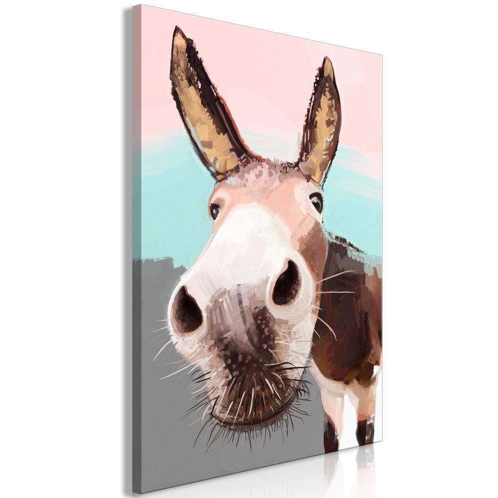 Canvas Print - Curious Donkey (1 Part) Vertical-ArtfulPrivacy-Wall Art Collection