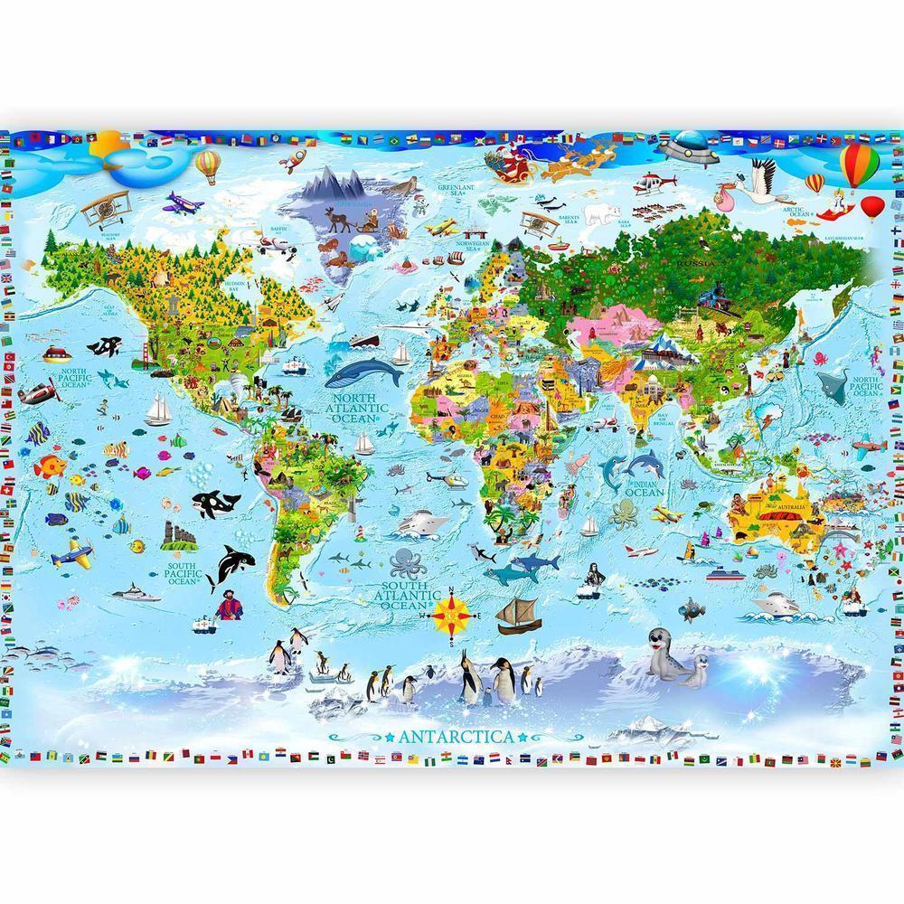 Papier peint - Carte du monde pour les enfants