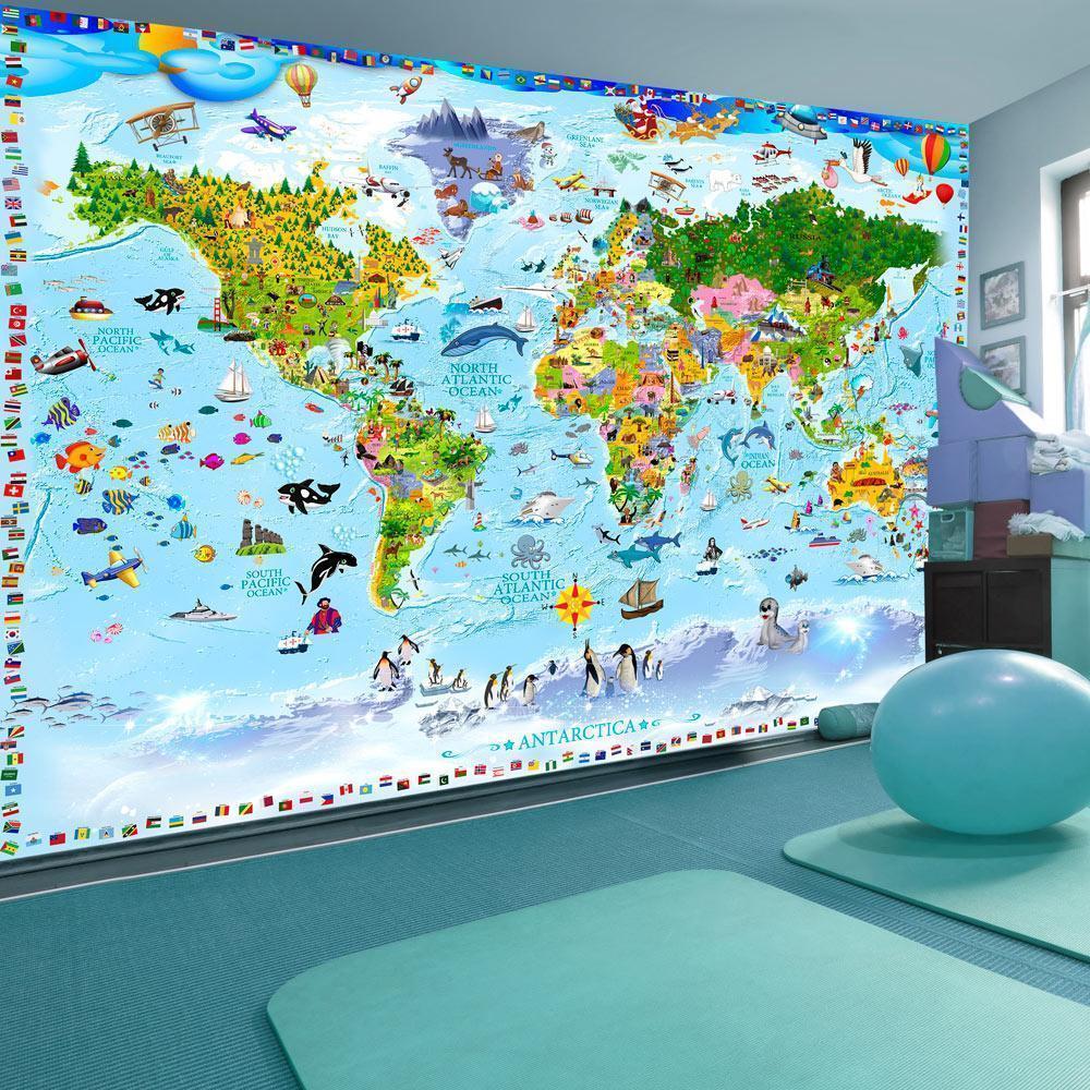 Wall Mural - World Map for Kids-Wall Murals-ArtfulPrivacy