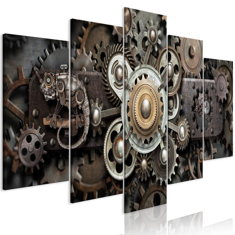 Canvas Print - Old Mechanism (5 Parts) Wide-ArtfulPrivacy-Wall Art Collection