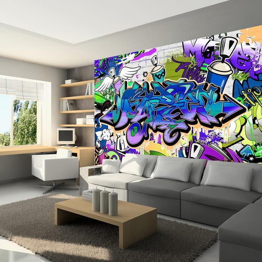 Wall Mural - Graffiti: violet theme-Wall Murals-ArtfulPrivacy