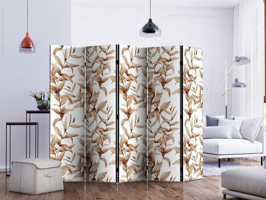 Decorative partition-Room Divider - Plant Sepia II-Folding Screen Wall Panel by ArtfulPrivacy