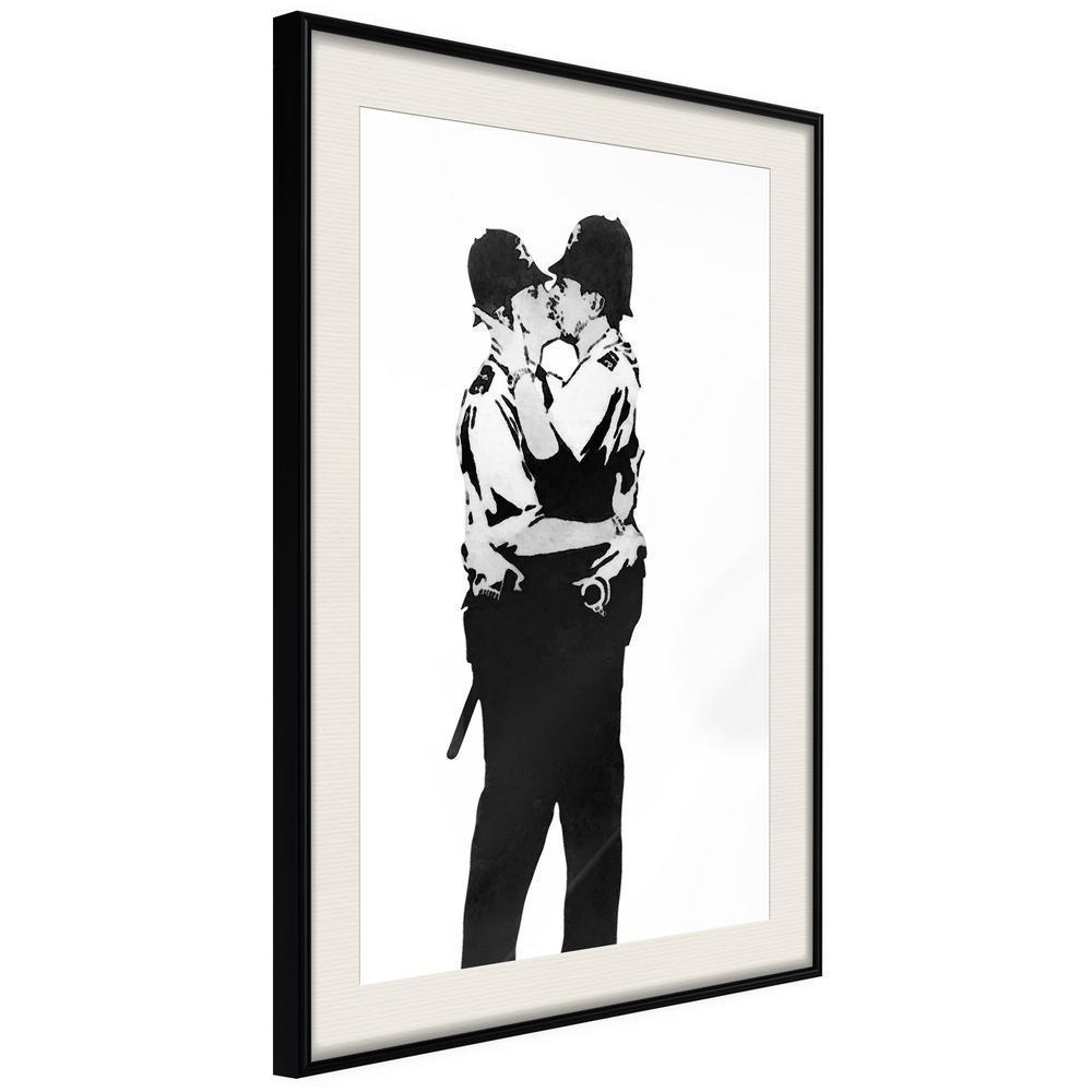 Urban Art Frame - Banksy: Kissing Coppers I-artwork for wall with acrylic glass protection