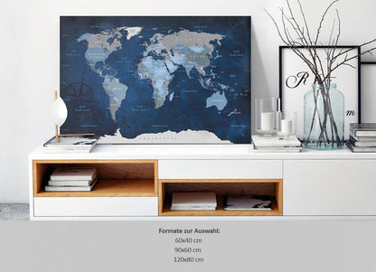 Cork board Canvas with design - Decorative Pinboard - Dark Blue World-ArtfulPrivacy