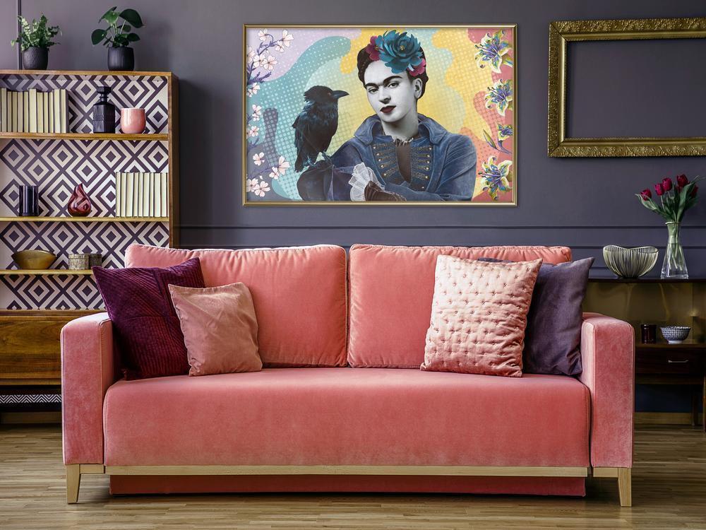 Wall Decor Portrait - Frida with a Raven-artwork for wall with acrylic glass protection