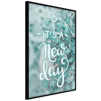 Typography Framed Art Print - New Day-artwork for wall with acrylic glass protection