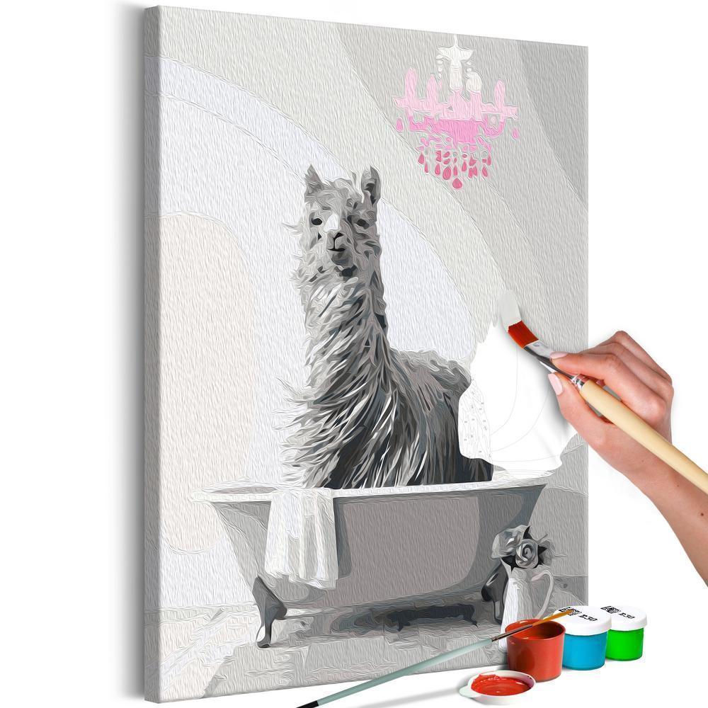 Kit de peinture par numéros - Lama dans la baignoire 