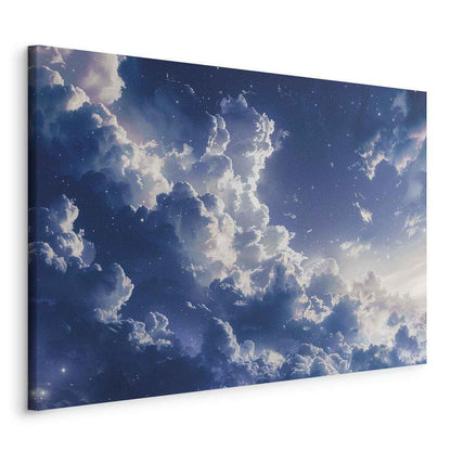 Impression sur toile - Nuages ​​étoilés et lumière délicate sur un coin du ciel