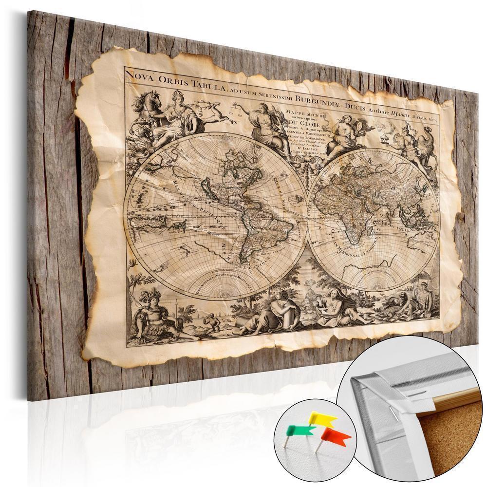 Cork board Canvas with design - Decorative Pinboard - Map of the Past-ArtfulPrivacy