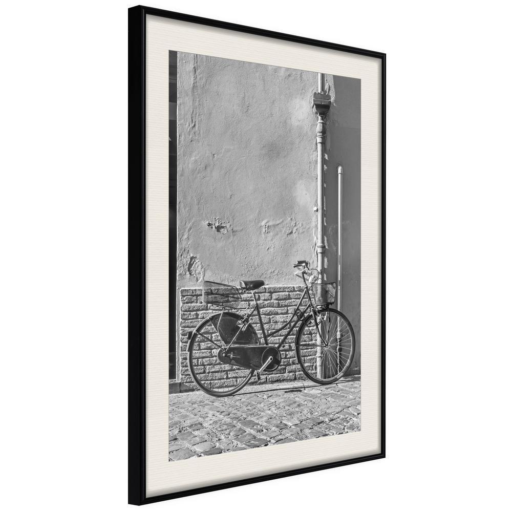 Black and White Framed Poster - Bicycle with Black Tires-artwork for wall with acrylic glass protection