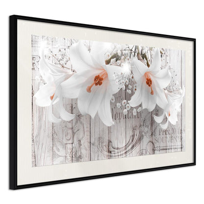 Botanical Wall Art - Lilies on Wood-artwork for wall with acrylic glass protection