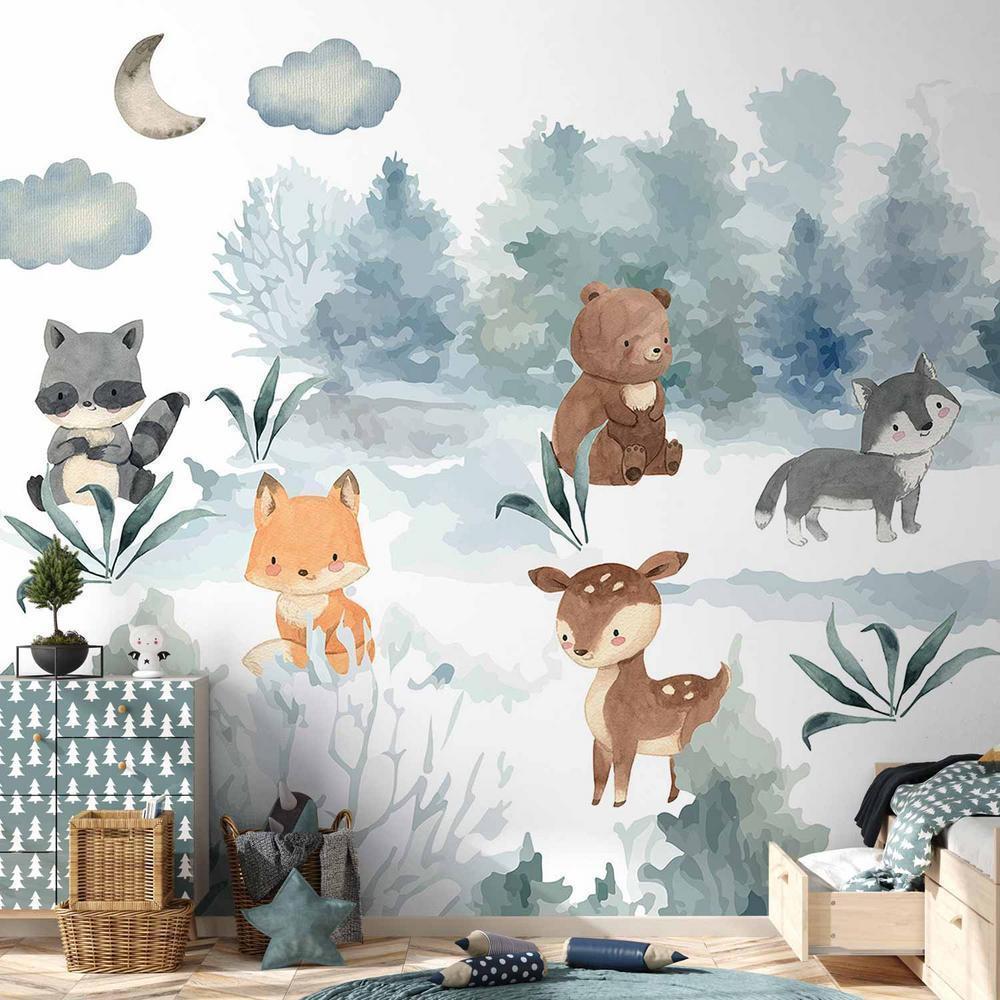 Wall Mural - Forest Games - Animals in a Forest Painted in Watercolours